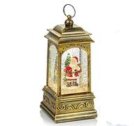 Premier Christmas Glitter Gold Water Spinner 'LED Lantern' Decoration-Santa Scene Design, Multicolor, One Size