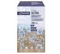 Premier Christmas Lights Starburst 400 LED White Timer Outdoor Pin Wire 9.5m