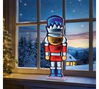 Premier Christmas nutcracker infinity light - led mirror tunnel light - 3D christmas light decoration - 60cm nutcracker - nutcracker soldier decoration - multi coloured indoor christmas lights.