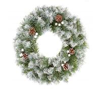 Premier Christmas Snow Tipped Wreath Green/brown (50Cm)