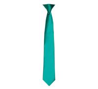 Premier Men's Colours Satin Clip Tie in Emerald Premier Emerald One Size