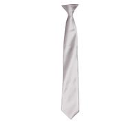 Premier Men's Colours Satin Clip Tie in Silver Premier Silver One Size