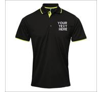 Premier Contrast Cool Checker Pique Polo Shirt Men's Custom Text Embroidered Top
