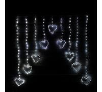 Premier Curtain Light 1.2m x 1.2m Silver Wire with Hearts - White