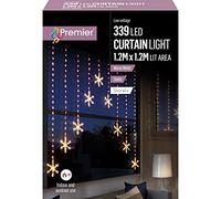 Premier Curtain Light 1.2m x 1.2m Silver Wire with Snowflakes - Warm White
