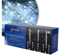 Premier Decoration 24 Chaser Icicle Christmas LED Lights With 72 White LV081336W