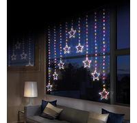 1.2m Premier Christmas Static Star LED Silver Pin Wire V Curtain Lights in Rainbow