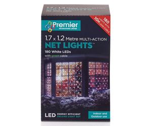Premier Decorations 1.75x1.2M 180 M-A White LED Net Light
