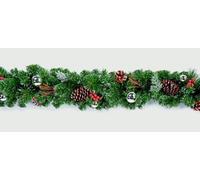 Premier Decorations 1.8m FAUX PINE Christmas SILVER GLITTER Pine Cone Berry GARLAND