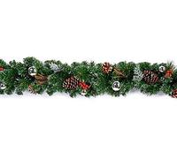 Premier Decorations 1.8m FAUX PINE Christmas SILVER GLITTER Pine Cone Berry GARLAND