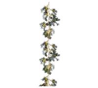 Premier Decorations 1.8m Pine Needle Frosted Garland with Lights, 120 Warm White MicroBright LEDs Indoor/Outdoor Use