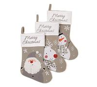 Premier Decorations 1 x 45cm GREY Festive Cute CHARACTER Design Children's Plush Felt STOCKING, 1 Selected randomly!