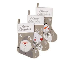Premier Decorations 1 x 45cm GREY Festive Cute CHARACTER Design Children's Plush Felt STOCKING, 1 Selected randomly!