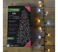 Premier Decorations 12.5m WARM WHITE & WHITE Mix 500 LED Supabright CHRISTMAS TREEBRIGHT Festive LIGHTS for 1.5m Tree