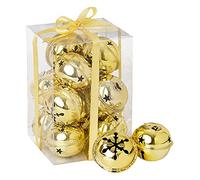 Christmas Decoration 12 Pack Snowflake 40mm Jingle Bell Baubles - GOLD
