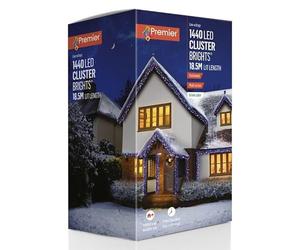 Premier Decorations 1440 LED Pastel Cluster Lights 18.5m Enchanted Blue, White & Purple