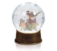 Premier Decorations 18cm Led Spinner Snow Globe with Robin Scene