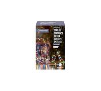 Premier Decorations 200 Multi-Coloured LED Compact Ultrabright Silver Wire Battery Operated Lights 3m