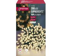 200 LED (16m) Premier Supabright LED Christmas Lights with Timer - Warm White