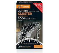 Premier Decorations - 2000 Multi Action Cluster LED Lights with Timer - White