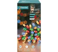 Premier Decorations 24 LED Multi Action Battery Operated TimeLights, Multi Coloured