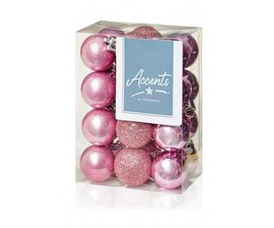 Premier Decorations 24 Pink Multi Finish Baubles