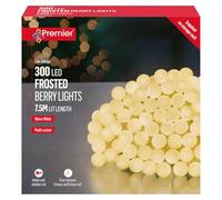 Premier Decorations 300 LED Frosted Berry Christmas Lights - Warm White Multi-Action with Timer, Indoor/Outdoor Use, Eco-Friendly