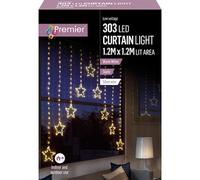 303 LED Warm White Christmas Curtain Star Light 1.2m x 1.2m Indoor Outdoor