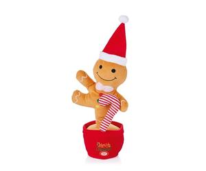Premier Decorations 32cm Battery Operated Dancing Talkback Gingerbread Man with Music - Interactive Christmas Décor