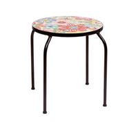 Premier Decorations 42.5Cm Boho Brights Stool Side Table Colourful Floral Metal Decorative Accent Seat