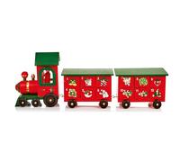 Premier Decorations 45cm Wooden Advent Calendar Train - Red/Green with Two Carriages and 12 Boxes - Gift Idea for Christmas Xmas - Advent Calendar - Christmas Countdown