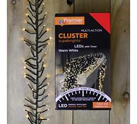 Premier Decorations 480 Multi Action Indoor & Outdoor Christmas Cluster LED Lights with Timer - Warm White