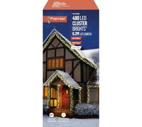 Premier Decorations Limited 480 Led Christmas Cluster Lights White Multi Action 6.2M Lit Length