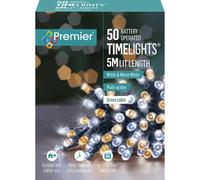 Premier Decorations 50 Battery Timelights Christmas Tree Lights White & Warm White Premier Decorations White