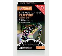 720 LED (9.3m) Premier Cluster Christmas Tree Lights with Timer - Multi Coloured