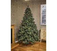 7Ft Rocky Mountain Pine Flocked Effect Hinged Full Artificial Christmas Tree - Green
