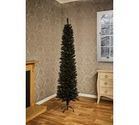 7Ft Black Pencil Pine Wrapped Full Artificial Christmas Tree - Black