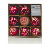 Premier Decorations 9 x 60mm Shatterproof Hanging Christmas Tree Baubles