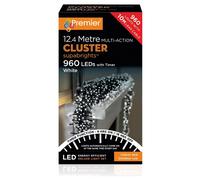 960 LED (12.4m) Premier Cluster Christmas Tree Lights with Timer - Cool White
