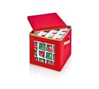 Premier Decorations Christmas Bauble Storage Bag - 31cm x 31cm x 31cm - Red - 64 Spaces - Christmas Storage - Bauble Bag - Christmas Decoration Storage