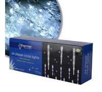 Premier Decorations Christmas Led Chasing Led Big Icicle Lights - White - 24 Icicles