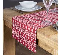 Premier Decorations Christmas Nordic Cotton Table Runner Red and White Festive Tableware Xmas Novelty Gift 200cm x 30cm