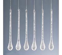 Premier Decorations Christmas Tree Hanging Ornament 6 Pack Frosted Drops Clear/Frosted Glass Modern/Icy Christmas Occasion