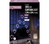 Premier Decorations Curtain Light Hearts 303 Rainbow LED Lights 1.2m X 1.2m Premier Decorations Multicolor