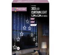 Premier Decorations Curtain Light Star 303 White LED Lights 1.2m X 1.2m Premier Decorations White