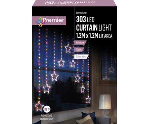 Premier Decorations Curtain Light Stars 303 Rainbow LED Lights 1.2m X 1.2m Premier Decorations Multicolor