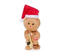 Premier Decorations - Dancing Musical Gingerbread Man with Sax & Santa Hat - 20cm Battery Operated - Christmas Decoration - Gift Idea for Christmas - Christmas Gingerbread Décor