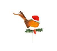 Premier Decorations Decorative Robin with Santa Hat