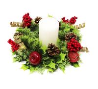 Premier Decorations Festive Candle Ring Wreath Artificial Table Centerpiece 30cm Premier Decorations Multicolor