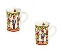 Premier Decorations Festive Ceramic Nutcraker Mugs Set of 2 in a Decorative Box